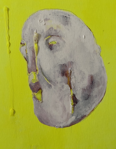 Cranio 1 28x35  cm acrylic and silicone on canvas