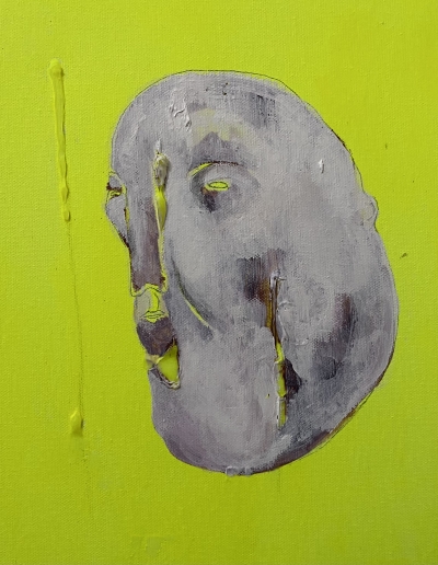Cranio 1 28x35  cm acrylic and silicone on canvas