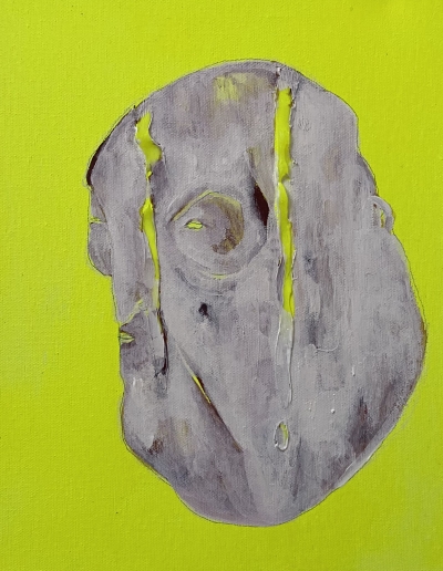 Cranio 2 28x35  cm acrylic and silicone on canvas