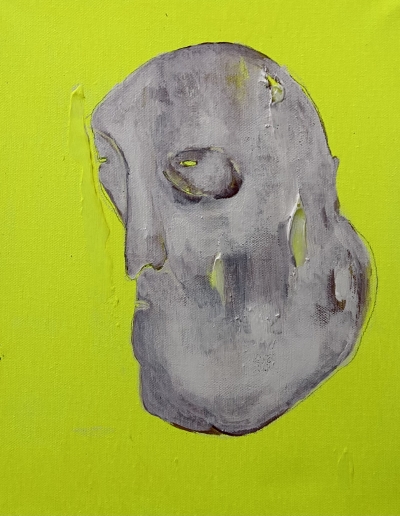 Cranio 3 28x35  cm acrylic and silicone on canvas